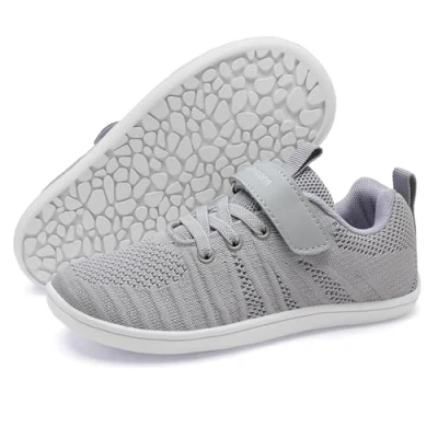 Abbildung von IceUnicorn Hausschuhe Kinder Barfußschuhe Jungen Mädchen Sportschuhe Barfussschuhe Minimalistische Hallenschuhe(Hellgrau, 33EU)