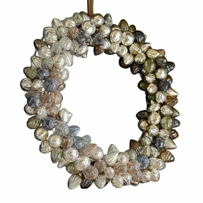 Abbildung von Loberon Kranz Azélisse, Design Highlight, Harmonisch Festliches Ambiente, Handgearbeitet, Mundgeblasen, Bauernsilber Finish, Türkranz, Weihnachtsdeko, Glas, Jute, bunt