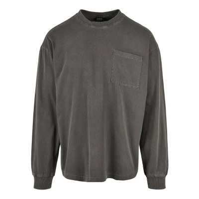 Abbildung von Urban Classics Pigment DYED Langarmshirt, Herren, Größe: Large, Dark grey