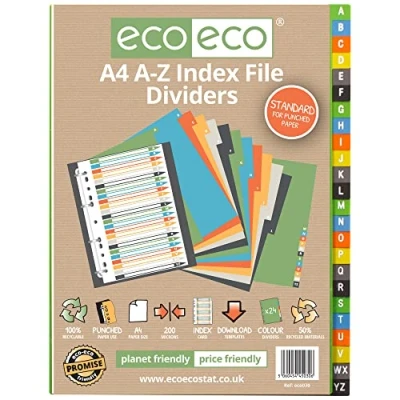 Abbildung von eco A4 50% Recycelt Set A Z Indexdatei Teiler