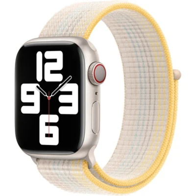 Abbildung von Apple Watch Armband Original Stoff Weiß Geeignet für Series 1 9 / SE Ultra (2)