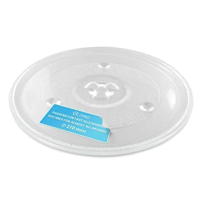 Abbildung von DL pro Universal Mikrowellenteller 27cm Drehteller Drehscheibe Teller Glasteller Glasplatte Glasdrehteller mit 3 Noppen 270mm Rund Ersatz für Microwelle Mikrowelle