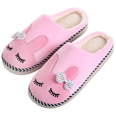 Abbildung von Katara Tier Pantoffeln Gr. 34 41 (Einhorn, Katze, Hase) Plüsch Hausschuhe Hausschuhe, weich, warm, süß, kuschelig, Kaninchen (Pink)