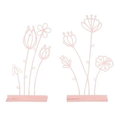 Abbildung von Levandeo® Dekoobjekt, 2er Set Metall Blume H18cm Altrosa Deko Aufsteller Tischdeko Shabby