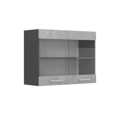 Abbildung von Vicco Küchenglashängeschrank R Line, Beton, 80 cm