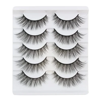 Abbildung von Künstliche Wimpern Katzenauge 3D Falsche Natürlich Look 5 Paar Streifenwimpern Dünne Band Weich Cat Eye Lashes Fluffy Fake Eyelashes Wiederverwendbar Faux Mink Nerzwimpern Von Glowing Win