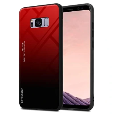 Abbildung von Cadorabo Hülle kompatibel mit Samsung Galaxy S8 Plus Schutzhülle TPU Silikon Case Glas Slim Kratzfest Weiche Gummi Rundumschutz für in Schwarz