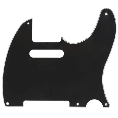 Abbildung von Musiclily 5 Löcher Vintage Tele Schlagbrett Pickguard für Fender USA/Mexikanische Telecaster E Gitarre, 3 lagig Schwarz