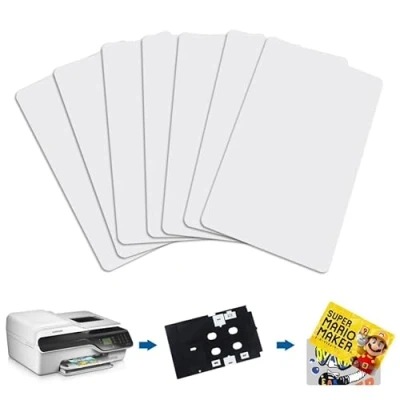 Abbildung von Timeskey NFC Tags 100 x Inkjet PVC Karten NTAG215 Card Bedruckbar Kompatible Mit Epson &amp; Canon Drucker, CR80 30MIL, Wasserfest Doppelseitiger Druck, Amiibo und TagMo