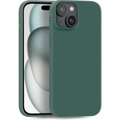 Abbildung von MyGadget Hülle kompatibel mit iPhone 15 Plus robuste Silikon Schutzhülle TPU Case Slim Silikonhülle Back Cover Ultra Kratzfest Handyhülle matt Olivgrün