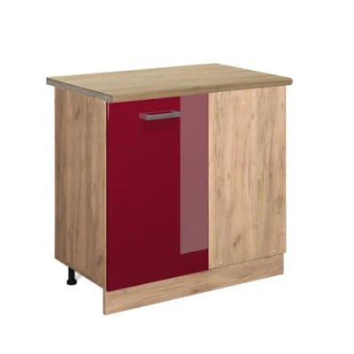 Abbildung von Vicco Eckschrank R Line, Bordeaux Hochglanz/Goldkraft Eiche, 86 cm, AP Eiche