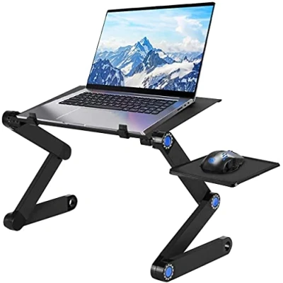Abbildung von ALEECYN Laptop Ständer,Aluminium Höhenverstellbarer Belüfteter Laptophalter,Faltbarer tragbarer Laptopständer,Ergonomisch Notebook Holder Laptoptisch Frühstück Tablett,Geeignet für alle Laptops