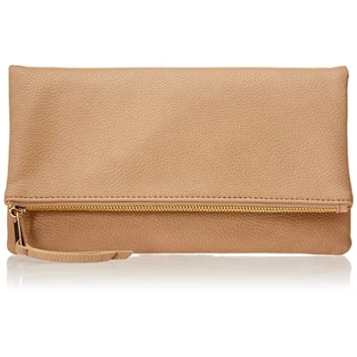 Abbildung von The Drop Southampton Zipper Foldover Clutch, Taupe