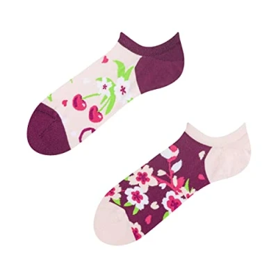 Abbildung von Dedoles Socken Unisex Damen Herren &amp; Kinder Baumwolle viele lustige Designs 1 Paar Geschenk links rechts verschieden, Farbe Rosa, Motiv Kirschblüte, Gr. 43 46