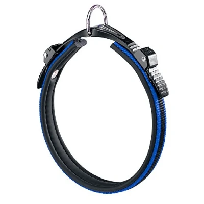 Abbildung von Ferplast Hundehalsband ERGOCOMFORT, Halsband für große Hunde, Verschluss mit Mikroverstellung, weiche Polsterung, Schnellverschluss, blau