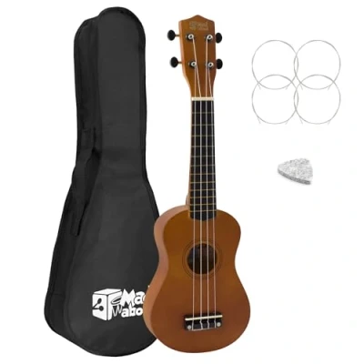 Abbildung von Mad About SU8 LH NT Sopran Ukulele für Linkshänder Natur mit Tasche, Filzpick, Ersatzsaiten