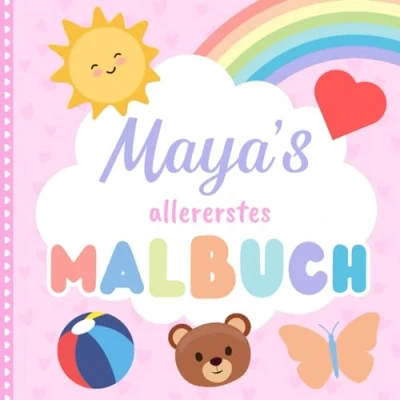 Abbildung von Maya&#039;s allererstes Malbuch: Personalisiertes Kritzelbuch für Maya ab 1 Jahr