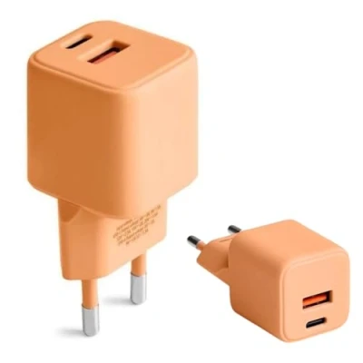 Abbildung von FOREVER COLORUM Ladegerät USB A C 30W Pfirsichflaum Quick Charge Funktion und Power Delivery Technologie mit Feuerfestes Gehäuse GaN Schnellladegerät