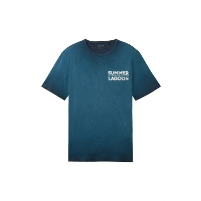Abbildung von TOM Tailor MIT TEXT Tshirt print, Herren, Größe: Large, Sky captain blue