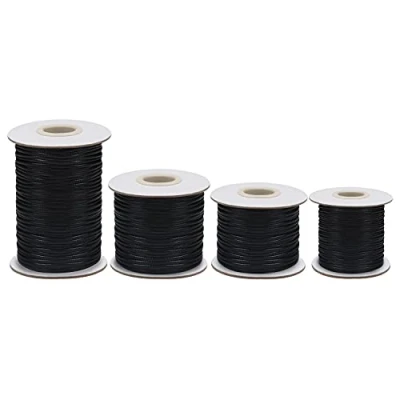 Abbildung von HANDI STITCH Schwarz Faden für Armbänder (4 Stärken) 0,5/1/1,5/2mm Dicke Jede Spule ist 50 m Polyesterkordel Gewachst Halsketten, Fußkettchen, &amp; DIY Bastel Deko