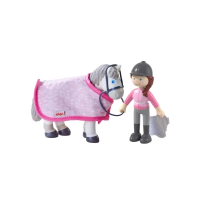 Abbildung von HABA 306168 Little Friends Reiterin Sanya und Pferd Saphira, Biegepuppen &amp; Tiere ab 3 Jahren, Pink, Grau