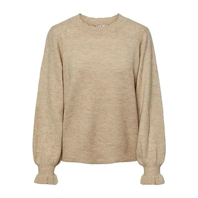 Abbildung von YAS Balis LS O NECK NOOS Strickpullover, Damen, Größe: Large, Beige