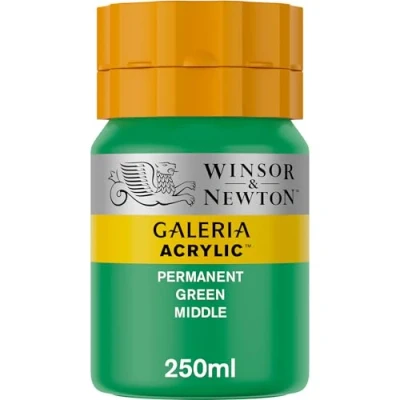 Abbildung von Winsor &amp; Newton 2137484 Galeria Acrylfarbe, hohe Pigmentierung, lichtecht, buttrige Konsistenz, 250 ml Tube Permanentgrün Mittel