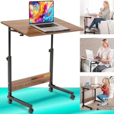 Abbildung von aktivshop Beistelltisch Mobiler Wohn und Betttisch (Tischplatte neigbar), höhenverstellbar mit Rollen