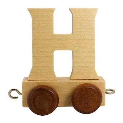 Abbildung von GICO Buchstabenzug aus Holz, Buchstaben Zug, Lok, Waggon, A Z, H je ca. 5,5 cm, Wunschname (H)