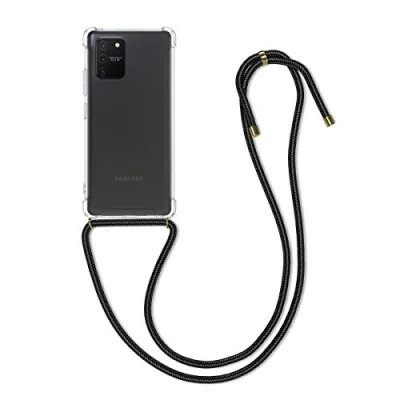Abbildung von kwmobile Necklace Case kompatibel mit Samsung Galaxy S10 Lite Hülle Silikon Cover Handykette Band Handyhülle Schwarz Transparent