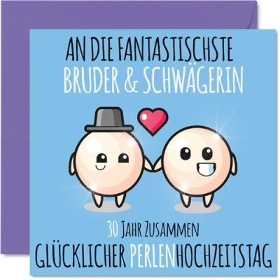Abbildung von Stuff4 30. Hochzeitstag Karte Liebe 30 Jahre Zusammen Perlen Hochzeit Jahrestag Geschenke für Bruder Schwägerin vom Schwager Schwester, 145mm Glückwunschkarten