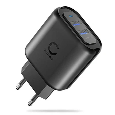 Abbildung von CELLONIC® 2 Fach USB Ladegerät für Handy Smartphone Tablet mit 24W 4.8A Schnellladegerät Mehrfachstecker Netzteil Ladeadapter Steckdose Netzstecker Charger Ladestecker Netzadapter Lader