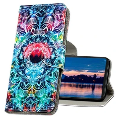 Abbildung von MRSTER Handyhülle für Samsung Galaxy A51 Hülle Leder Flip Schutzhülle Tasche Case mit Kartenfach Standfunktion Magnetverschluss A51. XC1 Mandala