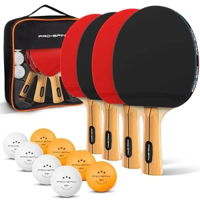 Abbildung von PRO SPIN Tischtennisschläger Hochleistungs Tischtennis Set Premium Tischtennisschlaeger, 3 Sterne Tischtennisbälle, Kompakte Aufbewahrungstasche Für Drinnen &amp; Draußen