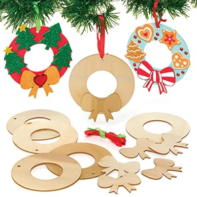 Abbildung von Baker Ross FE906 Mini Holzkränze, Kranzring zum Dekorieren und Ausstellen, Holzhandwerk für Kinder, gestalten Sie Ihre eigenen Dekorationen, 8 Stück