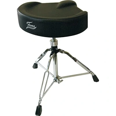 Abbildung von Fame D9002 Drumhocker, Doppelstrebig, Sattelform, Vinylbezug, Verchromt, Höhenverstellbar 470 660mm, Perfekter Halt für Doublebass Virtuosen