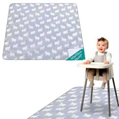 Abbildung von Navaris Rutschfeste Hochstuhl Unterlage Große Spritzmatte Wasserdicht 110 x cm Spritzschutzmatte Bodenschutz Stuhlmatte Splash Mat für Baby Eisbär