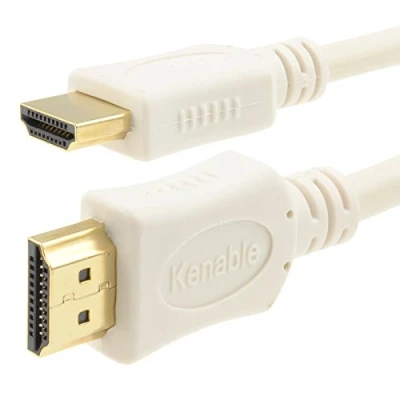 Abbildung von Vergoldeten HDMI Kabel Hoch Geschwindigkeit 1080p HD TV Abgeschirmtes Anschlusskabel Weiß 2 m [2 Meter/2m]
