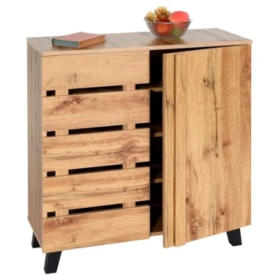 Abbildung von Mendler Kommode HWC M46, Schrank Sideboard Anrichte Highboard, 2 Türen 88x80x34cm, naturfarben