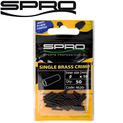 Abbildung von Spro Matt Black Single Brass Crimp 50 Quetschhülsen für Stahlvorfächer, Klemmhülsen Spinnvorfach Crimphülse Stahlvorfach, Durchmesser:1.80mm