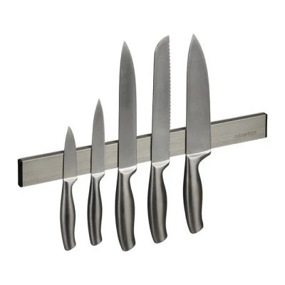 Abbildung von Relaxdays Magnetleiste Edelstahl, selbstklebend, 40 cm lang, Wand Magnetschiene für Messer &amp; Werkzeug, Silber/schwarz