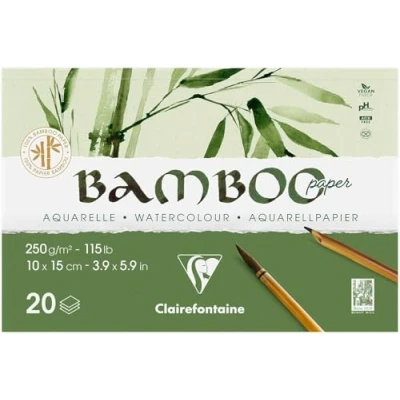 Abbildung von Clairefontaine 975911C Block Bamboo Aquarelle, einseitg geleimt, 20 Blatt Bambuspapier, 250g, 10x15cm, 1