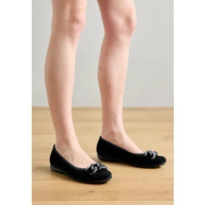 Abbildung von Gabor Damen Klassische Ballerinas, Frauen Flats,Sommerschuhe,Ballerina Schuhe,Ballett Schuhe,Ballet Flats,flach,schwarz(Uni+asilb),37 EU / 4 UK