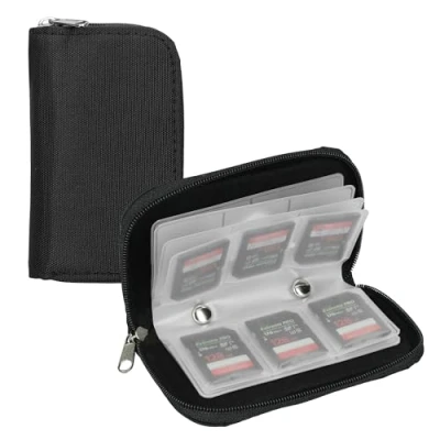 Abbildung von kwmobile Speicherkarten Tasche kompatibel mit Micro SD/SD/SDHC Hülle Schutzhülle für bis zu 22 Speicher Karten Aufklebern Schwarz