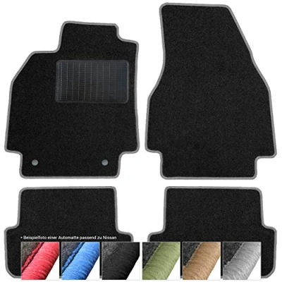 Abbildung von moto MOLTICO Fußmatten Auto Velours Autoteppiche Schwarz Automatten Set 4 teilig passend für Nissan Qashqai II 2013 2021 (Graue Ziernähte)