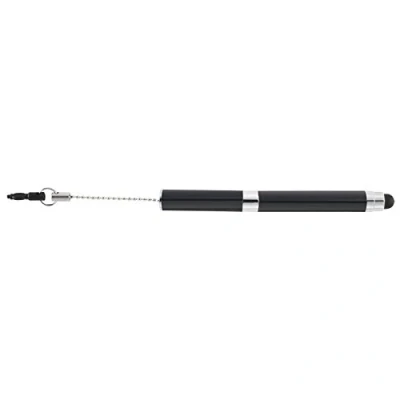 Abbildung von ONLINE 30036/3D Mini Kugelschreiber i Charm Black, D1 Standardmine, blauschreibend, Stylus Tip, ansteckbar an Kopfhörer Buchse