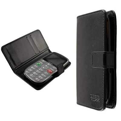 Abbildung von caseroxx Handy Hülle Tasche kompatibel mit Gigaset GL390 Bookstyle Case Wallet in schwarz