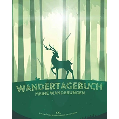 Abbildung von XXL Wandertagebuch Meine Wanderungen Zum Ausfüllen, Selberschreiben und Eintragen: zusätzlich 80 Wander Stempel &amp; 36 Gipfel eintragen ca. 218 Seiten Format 8x10&quot; Geschenk für Wanderer