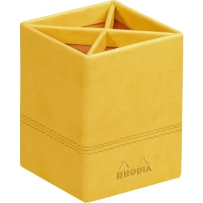 Abbildung von Rhodia 318916C Stifteköcher (8 x 8 11 cm, praktisch und strapazierfähig, Kunstleder, elegant, ideal für Ihr Büro) 1 Stück, gelb