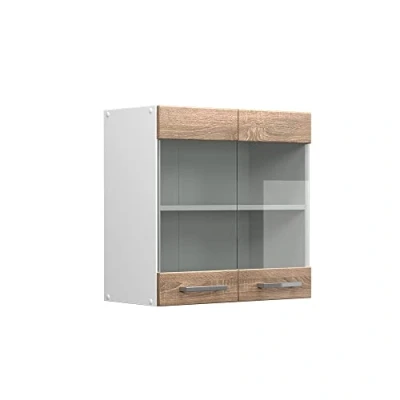 Abbildung von Vicco Glashängeschrank R Line, Sonoma/Weiß, 60 cm